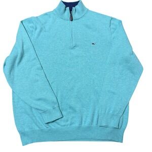 Vineyard Vines Turquoise Heather 1/4 Zip Pullover Sweater Men's Large